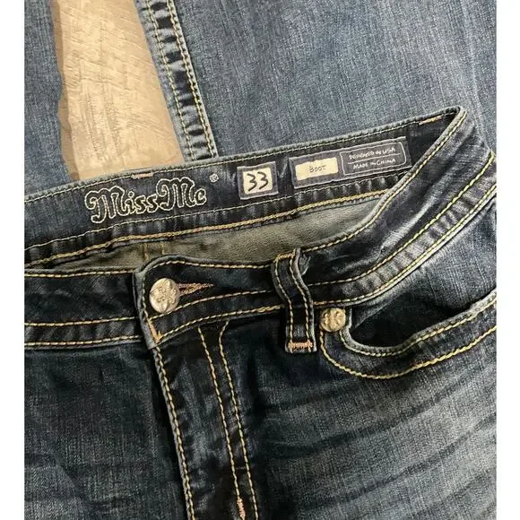 Miss Me boot cut 33 waist jeweled jeans perfect condition - Picture 2 of 13